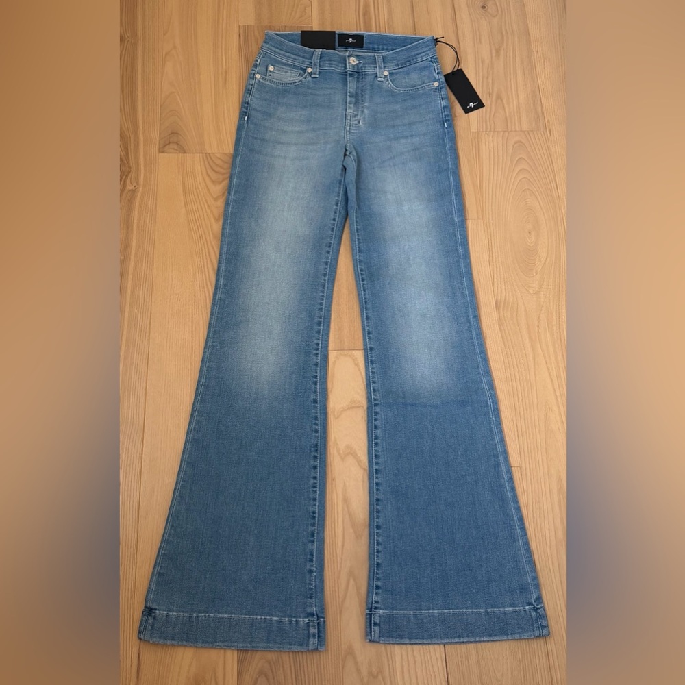 7 For All Mankind Dojo Original Jeans Women's Flare Leg Trousers NWT Size 27 - Picture 4 of 9